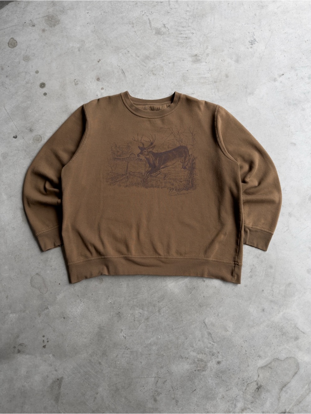 Y2K 2000s Outdoor Nature Deer Aesthetic Sweatshirt - L